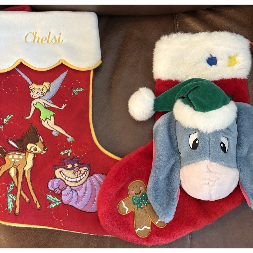 Disney Tinker bell  Bambi Christmas Tree  Stockings Lot Of 2 Set‎